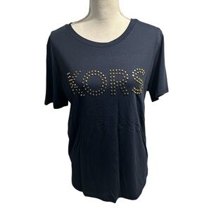{MICHAEL Michael Kors} Navy Tee with Gold Accents